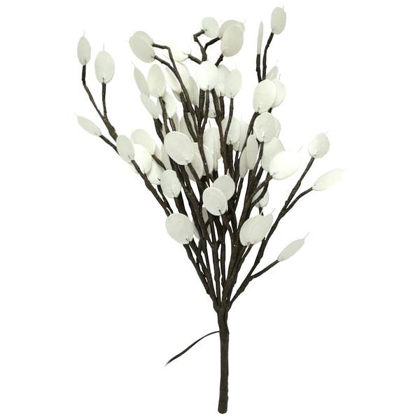 20" Artificial Silver Dollars Electric LED Lighted Branch (Convertible to Battery with Adapter) (60 White Lights)